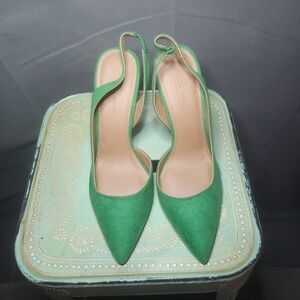 Asos Green Pointed Toe Slingback Heels